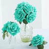 24 Roses 5inch Turquoise Artificial Foam Rose With Stems And Leaves 16 Colors