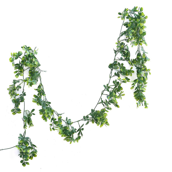 8 FT Green Artificial Boxwood Leaf Garland