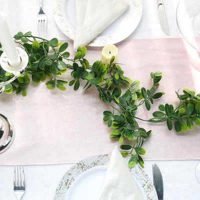 8 FT Green Artificial Boxwood Leaf Garland