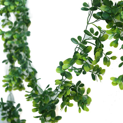 8 FT Green Artificial Boxwood Leaf Garland