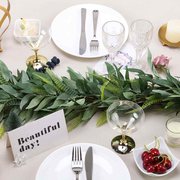 4 FT | Real Touch Willow & Frond Leaves Green Artificial Garland