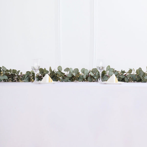 6.5FT | Frosted Real Touch Eucalyptus & Boxwood Leaves Green Artificial Garland Vines