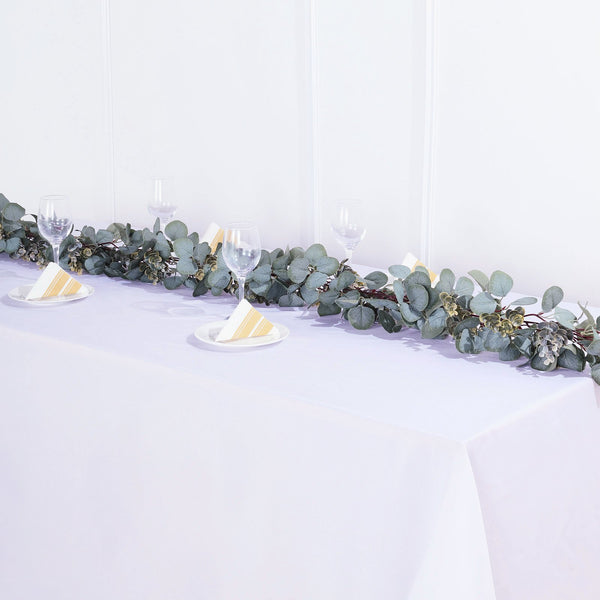 6.5FT | Frosted Real Touch Eucalyptus & Boxwood Leaves Green Artificial Garland Vines