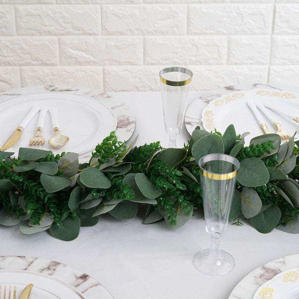 3 Feet | Real Touch Eucalyptus & Boxwood Leaves Green Artificial Garland Vines