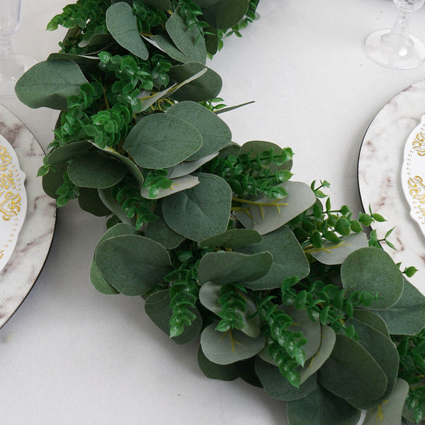 3 Feet | Real Touch Eucalyptus & Boxwood Leaves Green Artificial Garland Vines
