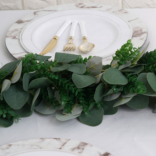 3 Feet | Real Touch Eucalyptus & Boxwood Leaves Green Artificial Garland Vines