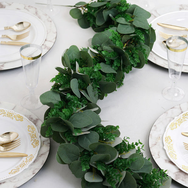3 Feet | Real Touch Eucalyptus & Boxwood Leaves Green Artificial Garland Vines