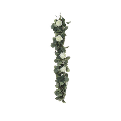 42" Frosted Green Artificial Eucalyptus Leaves Garland With Ranunculus Flowers