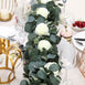 42" Frosted Green Artificial Eucalyptus Leaves Garland With Ranunculus Flowers