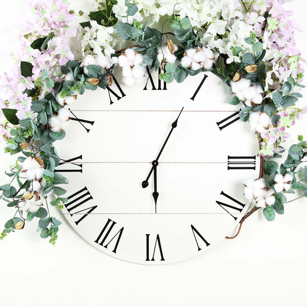 5 FT Green Artificial Eucalyptus Leaves Garland with White Natural Cotton Bolls