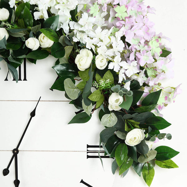 4 FT | Real Touch Green Eucalyptus & Willow Leaves Garland With Ranunculus Flowers
