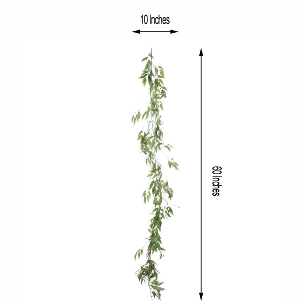 5 FT | Real Touch Willow Green Leaves Artificial Garland Vines