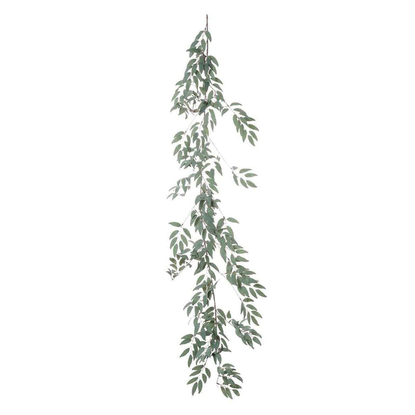 5 FT | Real Touch Willow Frosted Green Leaves Artificial Garland Vines