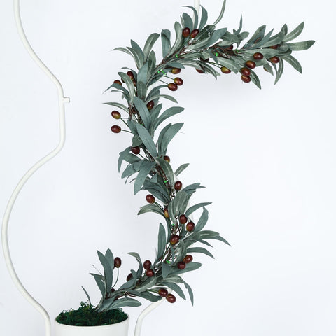 43 Faux Olive Branch Garland, Artificial Greenery Garland With Olives