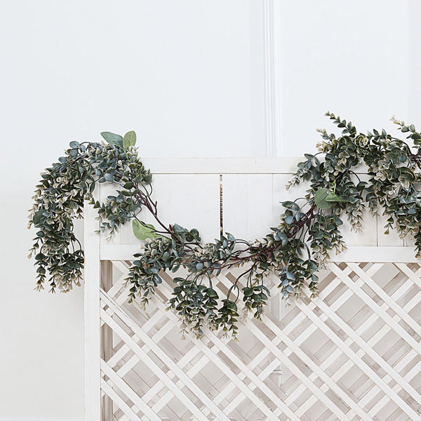 6FT | Real Touch Artificial Eucalyptus & Boxwood Garland, Greenery Garland Wedding Arch Decorations