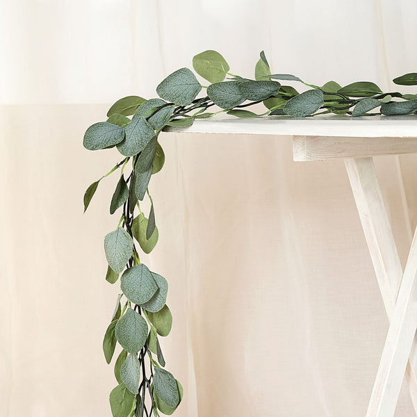 Frosted Green Garland, Greenery Garland, Faux Eucalyptus Garland