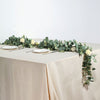 Frosted Green Faux Eucalyptus Garland, White Rose Flowers, Flower Garland Backdrop Decor