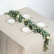 Frosted Green Faux Eucalyptus Garland, White Rose Flowers, Flower Garland Backdrop Decor