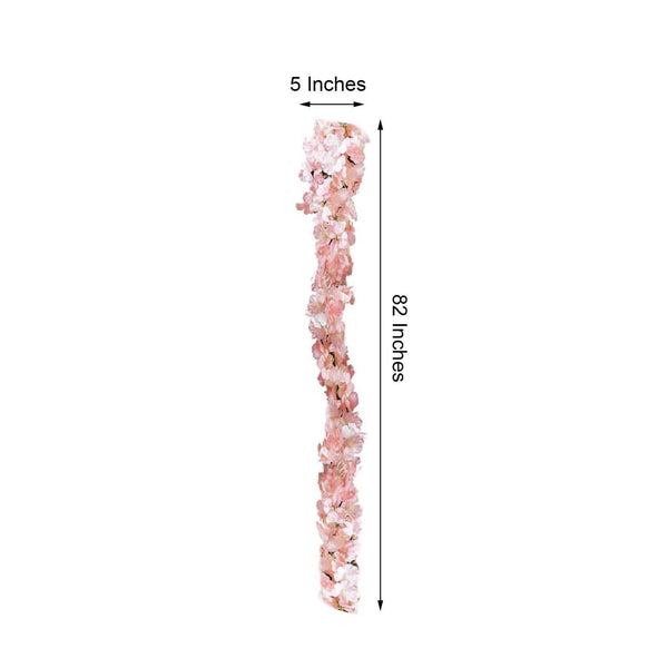 7 FT Blush | Rose Gold Silk Hydrangea Artificial Flower Garland