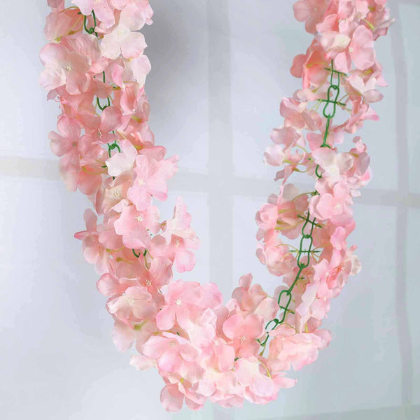 7 FT Blush | Rose Gold Silk Hydrangea Artificial Flower Garland
