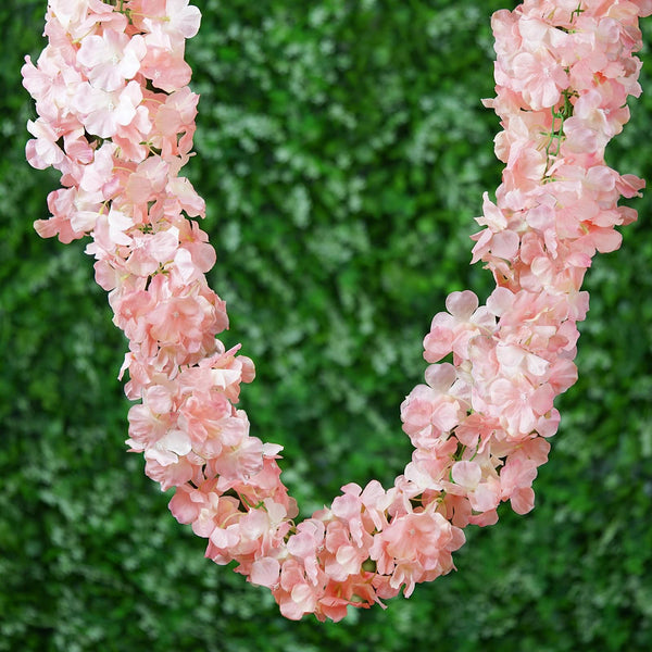 7 FT Blush | Rose Gold Silk Hydrangea Artificial Flower Garland