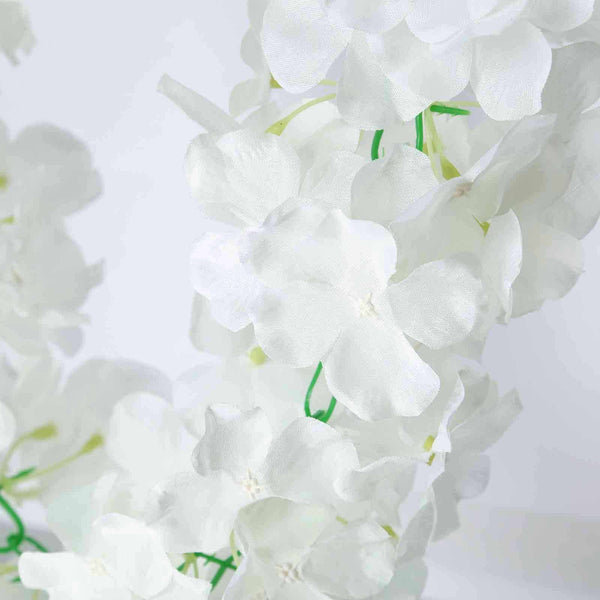 7 FT Cream Silk Hydrangea Artificial Flower Garland#whtbkgd