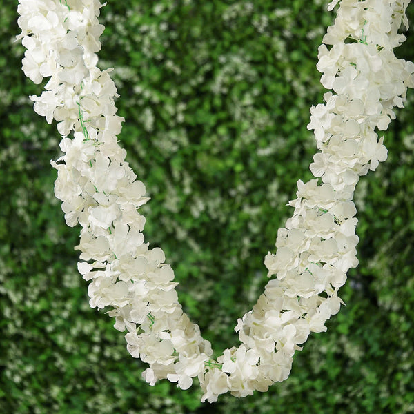7 FT Cream Silk Hydrangea Artificial Flower Garland