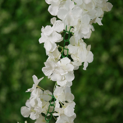 7 FT Cream Silk Hydrangea Artificial Flower Garland#whtbkgd