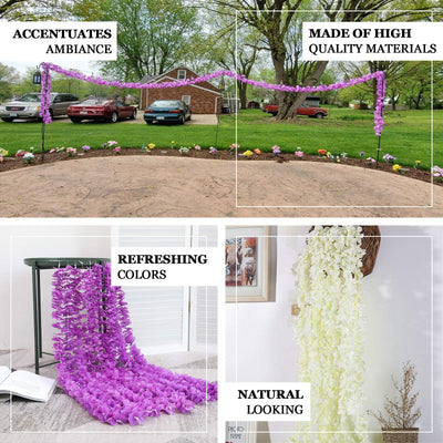 7FT Purple Silk Hydrangea Artificial Flower Garland