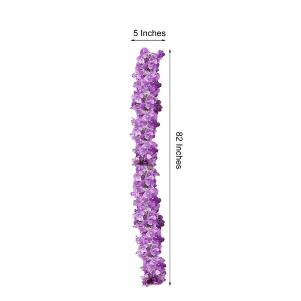 7 FT Purple Silk Hydrangea Artificial Flower Garland