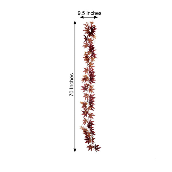 6FT Artificial Silk Maple Fall Leaf Garland, Thanksgiving Decor - Burgundy