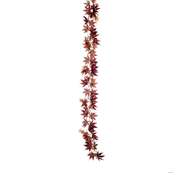 6 FT Artificial Maple Leaf Garland, Thanksgiving Decor - Burgundy