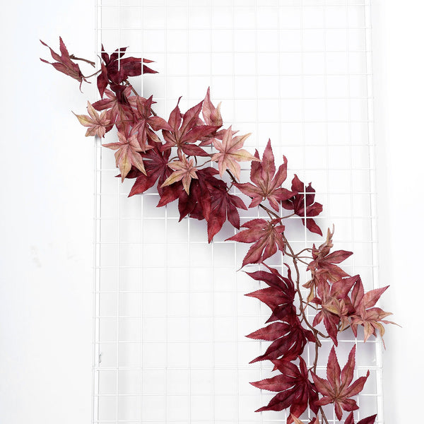 6 FT Artificial Maple Leaf Garland, Thanksgiving Decor - Burgundy