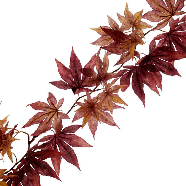 6 FT Artificial Maple Leaf Garland, Thanksgiving Decor - Burgundy#whtbkgd 