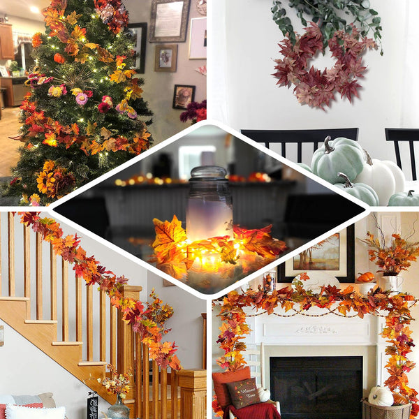 6 FT Artificial Maple Leaf Garland, Thanksgiving Decor - Burgundy