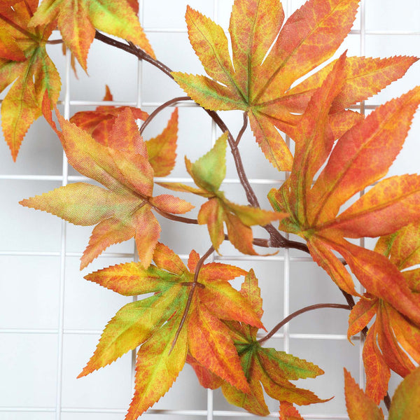 6 FT Artificial Maple Leaf Garland, Thanksgiving Decor - Orange