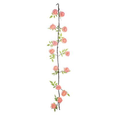 6 ft | Blush | Silk Peony Garland | Bendable Wire Vines | Artificial Flower Garlands with Leaves