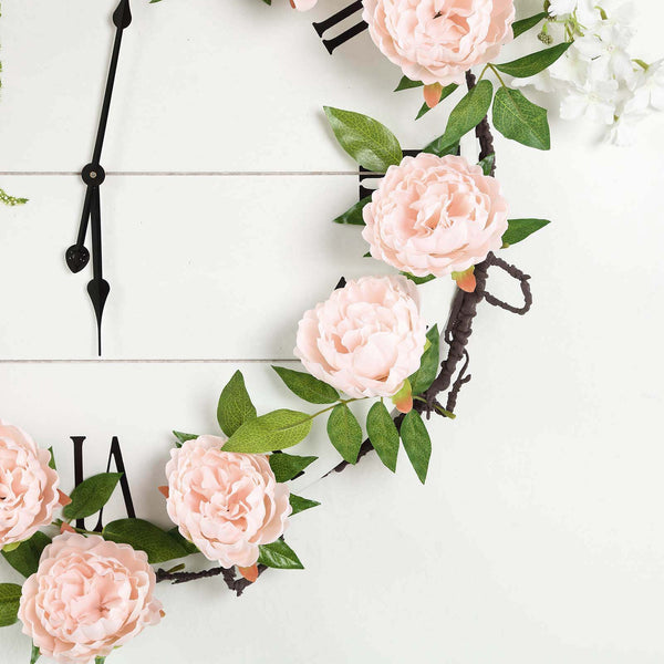 6 ft | Blush | Silk Peony Garland | Bendable Wire Vines | Artificial Flower Garlands with Leaves