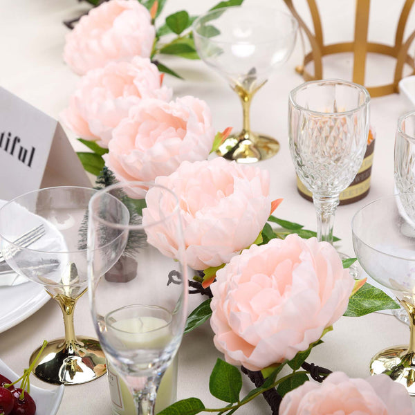 6 ft | Blush | Silk Peony Garland | Bendable Wire Vines | Artificial Flower Garlands with Leaves