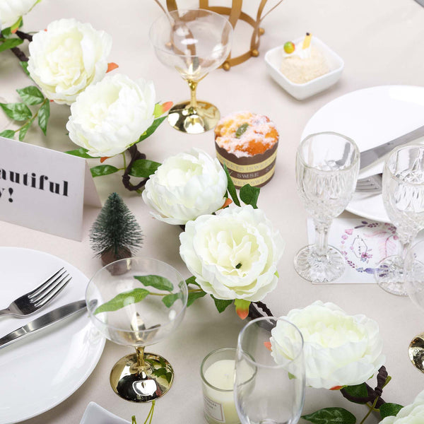 6 ft | Blush | Silk Peony Garland | Bendable Wire Vines | Artificial Flower Garlands with Leaves