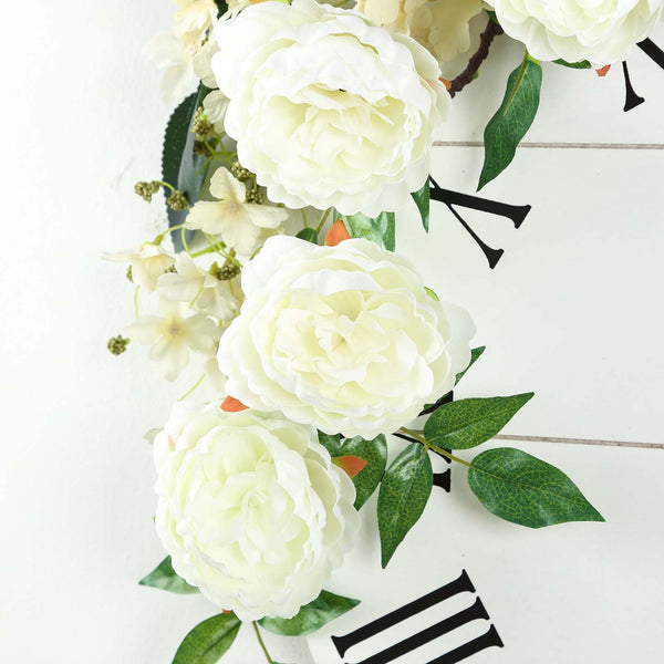 6 ft | Blush | Silk Peony Garland | Bendable Wire Vines | Artificial Flower Garlands with Leaves