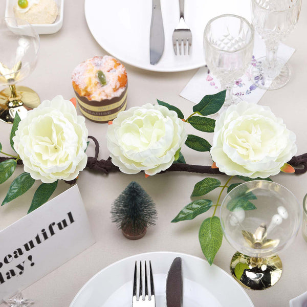 6 ft | Blush | Silk Peony Garland | Bendable Wire Vines | Artificial Flower Garlands with Leaves