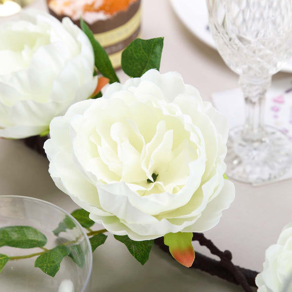 6 ft | Blush | Silk Peony Garland | Bendable Wire Vines | Artificial Flower Garlands with Leaves