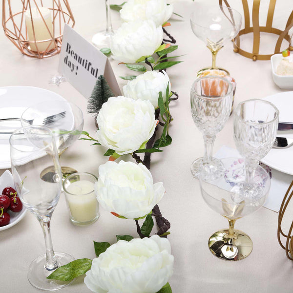 6 ft | Blush | Silk Peony Garland | Bendable Wire Vines | Artificial Flower Garlands with Leaves