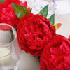 6 ft | Red | Silk Peony Garland | Bendable Wire Vines | Artificial Flower Garlands with Leaves