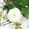 6 ft | White | 7 Flowers | Silk Peony Garland | Bendable Wire Vines | Artificial Flower Garlands with Seeds and Leaves#whtbkgd