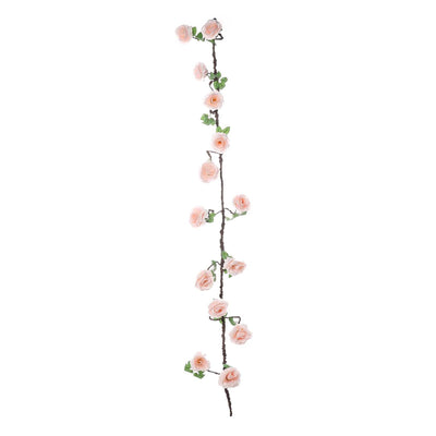 6 ft | Blush | Silk Rose Garland | Bendable Wire Vines | Artificial Flower Garlands with Leaves
