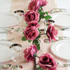 6FT | Dusty Rose | 14 Flowers | UV Protected Cinnamon Rose Silk Rose Garland | Bendable Wire Vines | Artificial Flower Garlands with Leaves