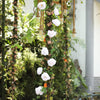 6 ft | White | 13 Flowers | UV Protected Silk Rose Garland | Bendable Wire Vines | Artificial Flower Garlands with Leaves