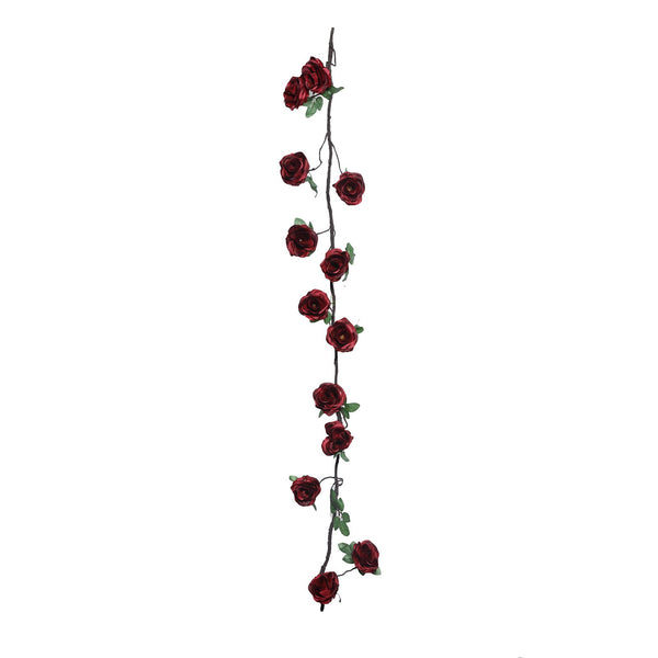 6 FT Burgundy UV Protected Silk Rose Garland - Artificial Wedding Garland - 14 Flowers